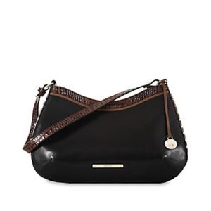 Brahmin Cayson Tri Textured leather shoulder bag black Tuscan